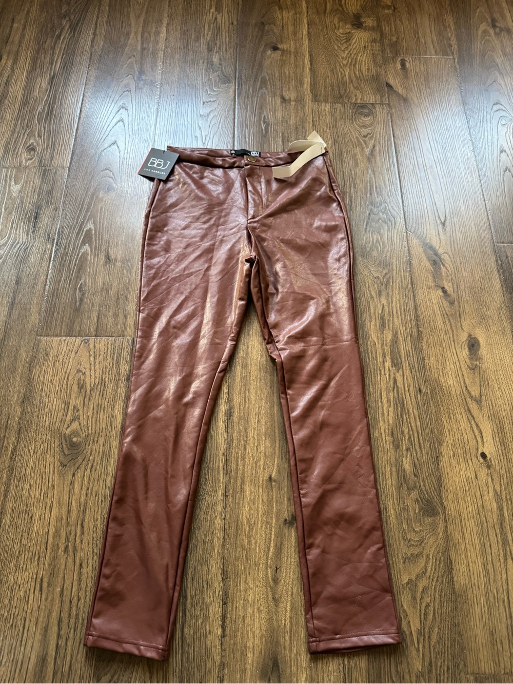 BBJ Los Angeles Faux Leather Ankle Pants in Wine